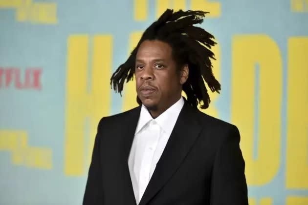 Jay-Z arrives at a special screening of “The Harder They Fall” on Oct. 13, 2021, at the Shrine in Los Angeles. 