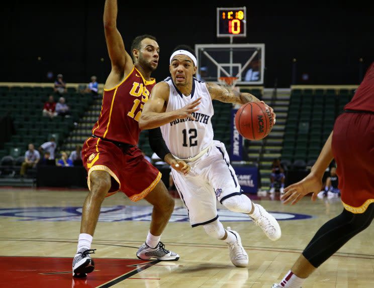 Monmouth’s Justin Robinson (right) has averaged over 19 points per game in the past two seasons.