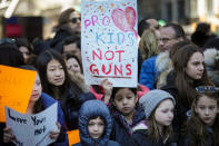 <p>Young protesters attend March for Our Lives in New York City. (Photo: Getty Images) </p>