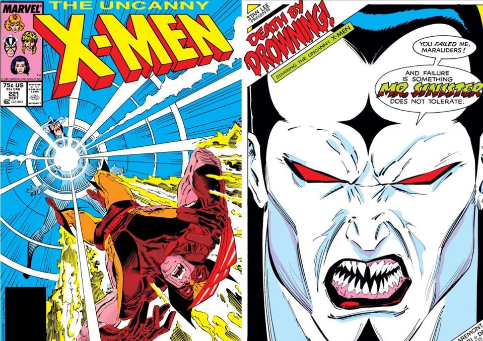 The first appearance of Mister Sinister, from Uncanny X-Men #221, art by Marc Silvestri. 