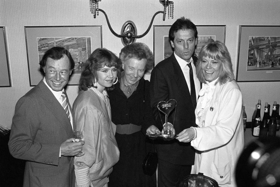 From left: Bill Tracher, Susan Tully, Julia Smith, Leslie Grantham, and Wendy Richard. (PA)