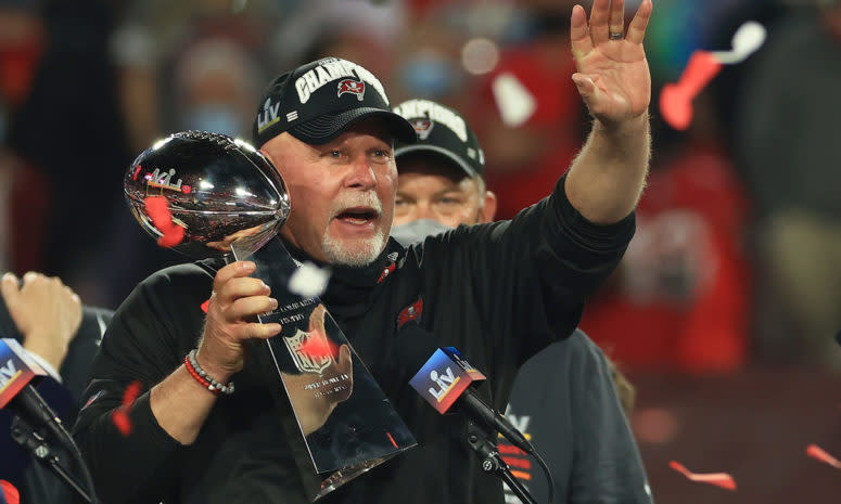 Buccaneers head coach Bruce Arians at the Super Bowl.