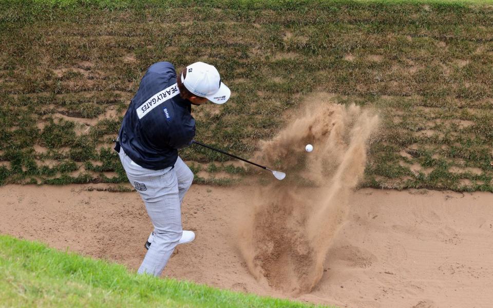 Ryosuke Kinoshita of Japan at the Postage Stamp 8th during a practice round for the Open Golf Championships 2024 at the Royal Troon Golf Club, Troon, Britain, 16 July 2024. The Open will run from 18 to 21 July. Open Golf Championships 2024