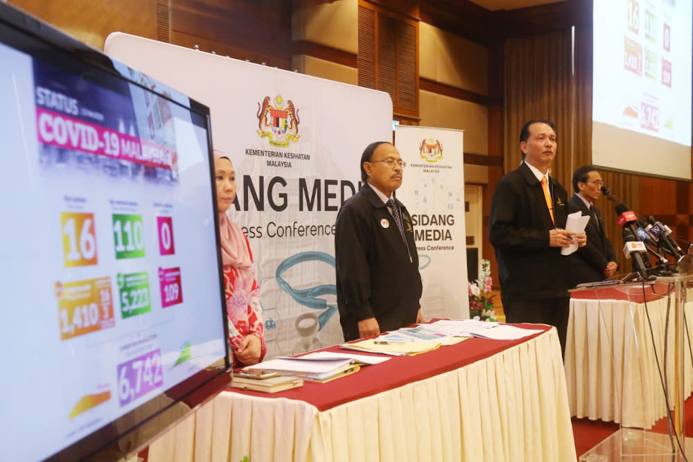 — Health director-general Datuk Dr Noor Hisham Abdullah said that out of the 15 new cases today, only nine were locally transmitted. Of that number, five were locals and four were foreigners. — Picture by Choo Choy May