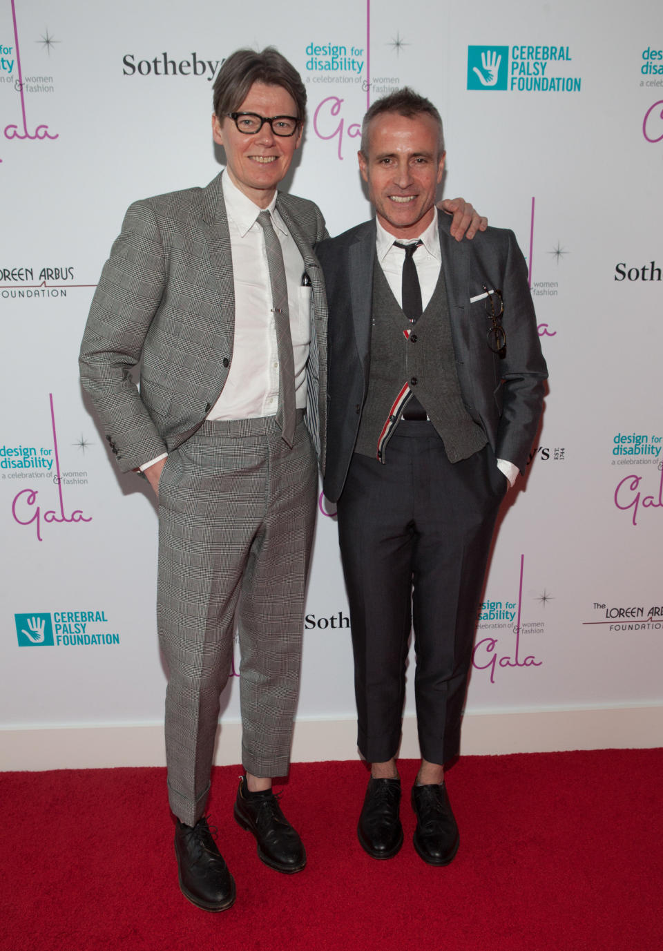 Andrew Bolton and Thom Browne are one fashionable pair. Bolton, curator at The Costume Institute, and Browne, a fashion designer, almost always wear sharp, tailored pieces when out for events. In this photo, they're sporting coordinating gray ensembles at the 2016 Design for Disability Gala at Sotheby's in New York City on May 16, 2016.&nbsp;