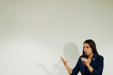 U.S. Rep. Alexandria Ocasio-Cortez (D-NY) speaks during a town hall in New York