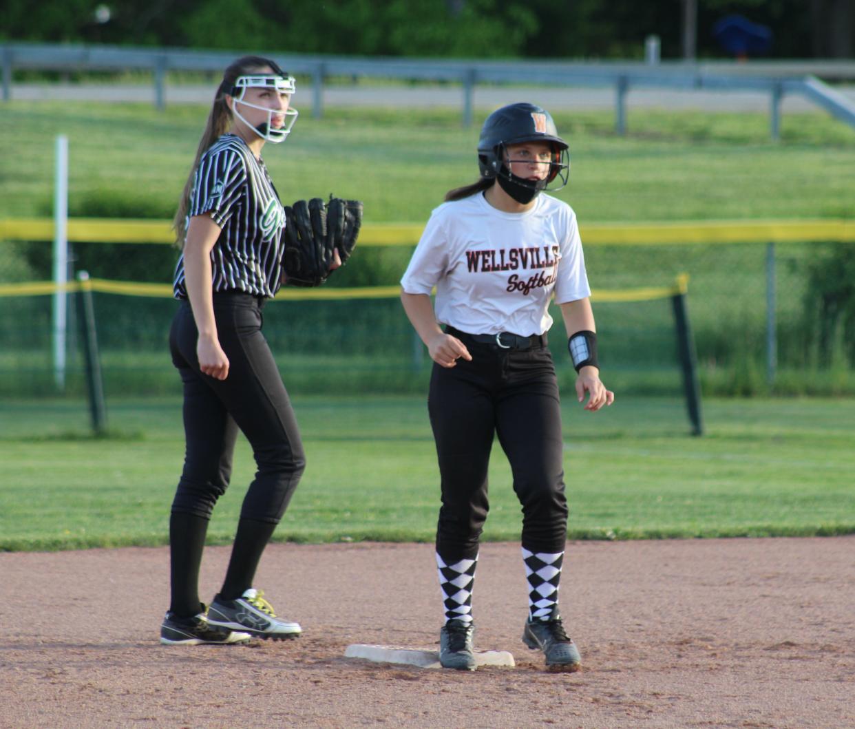 Wellsville's Brazen Beckwith rounds second after hitting a double in Thursday night's win over Allegany-Limeston.