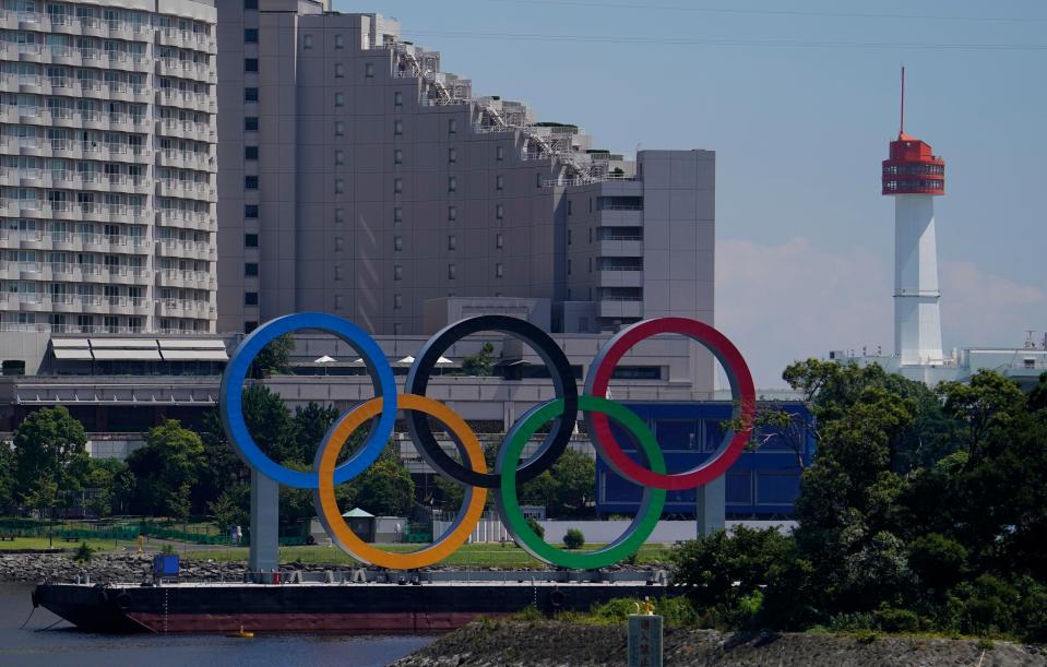 A general view of the Olympic Rings in Odaiba before the Tokyo 2020 Summer Olympic Games.