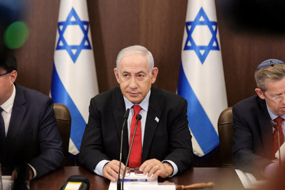 Israeli Prime Minister Benjamin Netanyahu at his office in Jerusalem on Sept. 27, 2023.  (Abir Sultan / POOL/AFP via Getty Images)