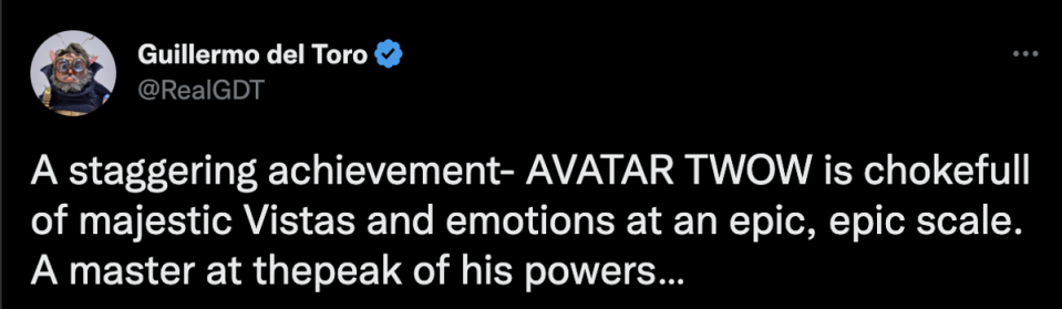 Guillermo del Toro gives his verdict on ‘Avatar: The Way of Water’ (Twitter)