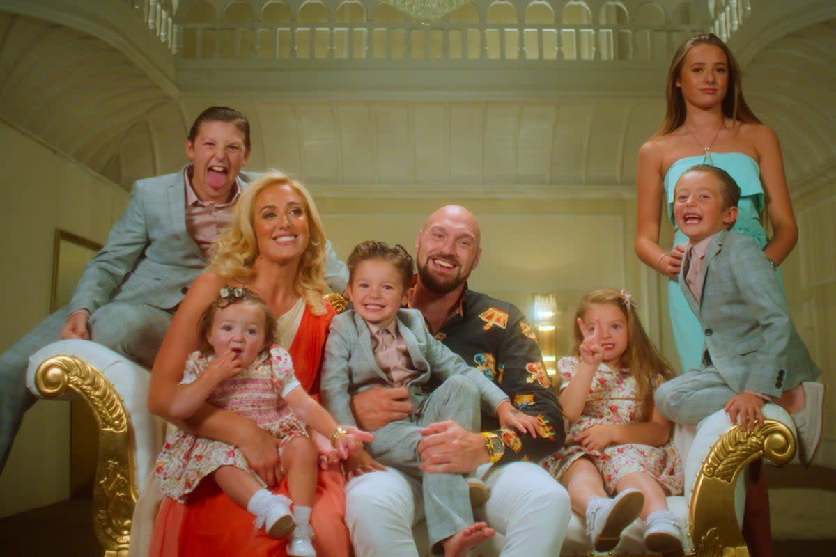 What’s in a name?: Paris and Tyson Fury with their children Prince John James, Athena, Prince Tyson Fury II, Valencia Amber, Prince Adonis Amaziah and Venezuela (Netflix)