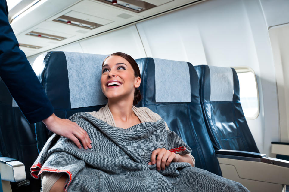 We all love a free blanket or two, but sometimes the free finds on a plane are a little less comfortable. Photo: Getty Images