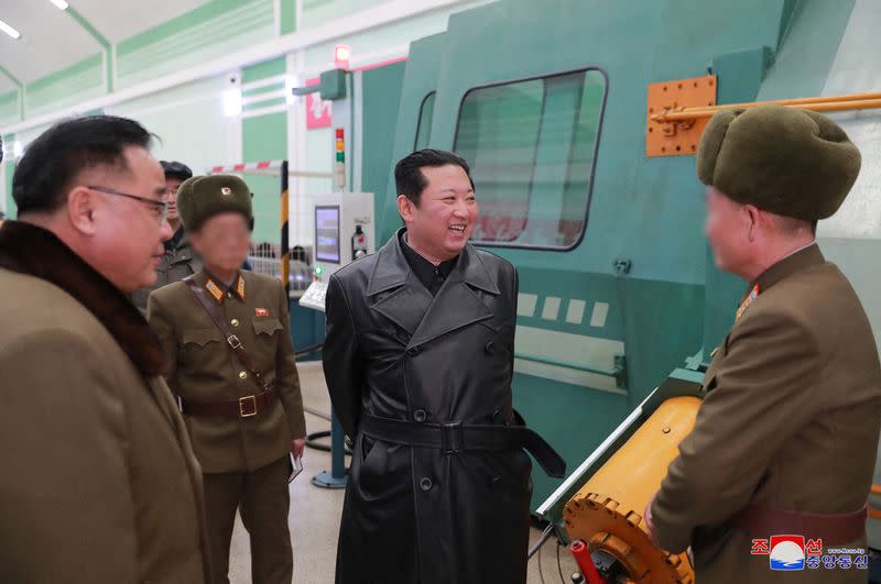 North Korea leader Kim Jong Un visits a munitions factory producing what state media KCNA says is a "major weapon system" in North Korea