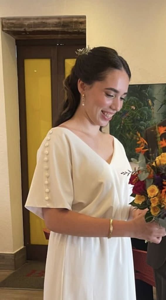 The mom, shown on her wedding day, wants more people to realize that it’s normal to not feel a pregnancy glow. Kennedy News and Media/gabyantillana