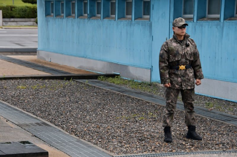 A U.S. soldier on a private tour crossed the military demarcation line separating separating the two Koreas in to North Korea without authorization Tuesday. File Photo by Keizo Mori/UPI