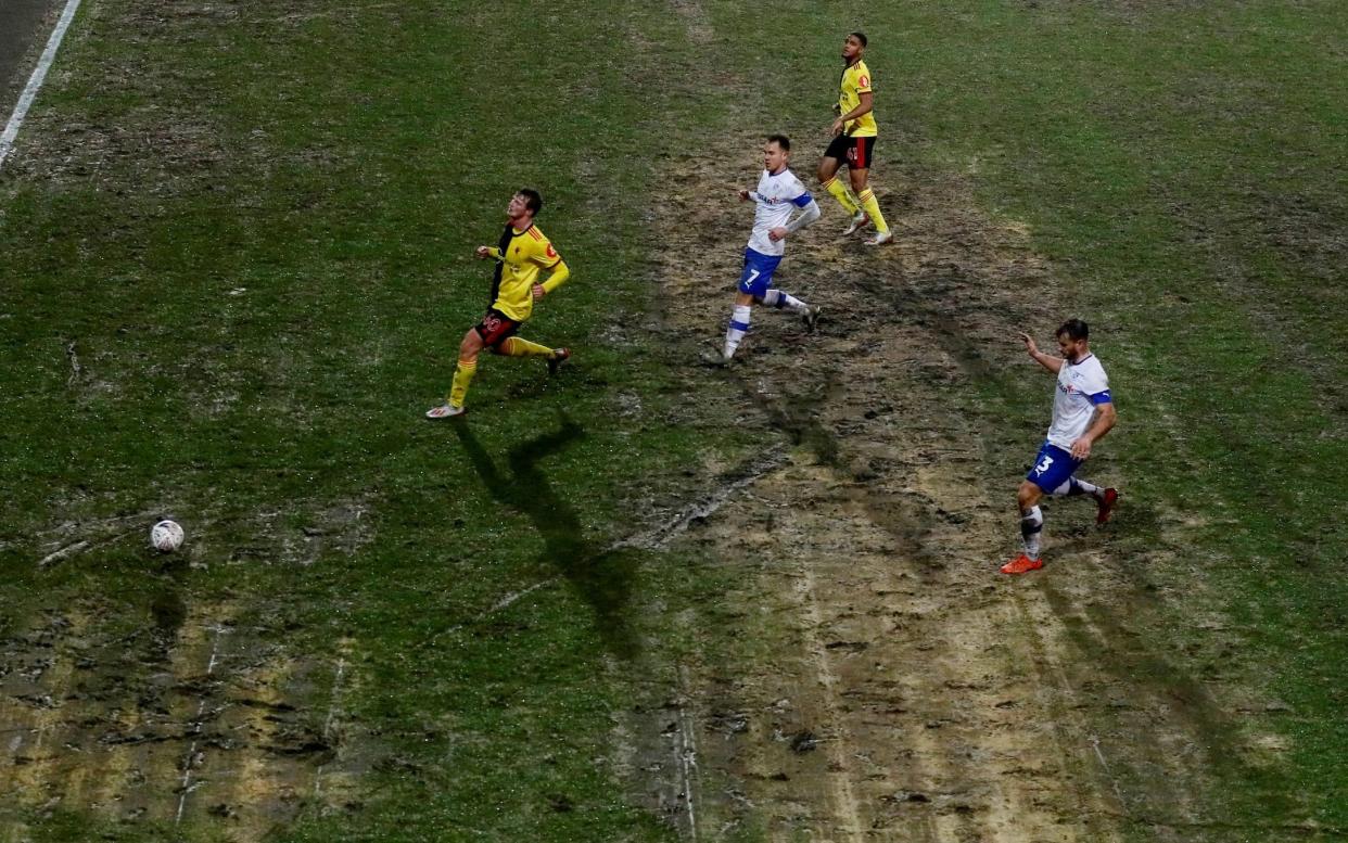 The pitch at Prenton Park is not at the quality Premier League footballers will be used to - Action Images via Reuters