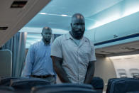 This image released by Lionsgate shows Mike Colter in a scene from "Plane." (Kenneth Rexach/Lionsgate via AP)