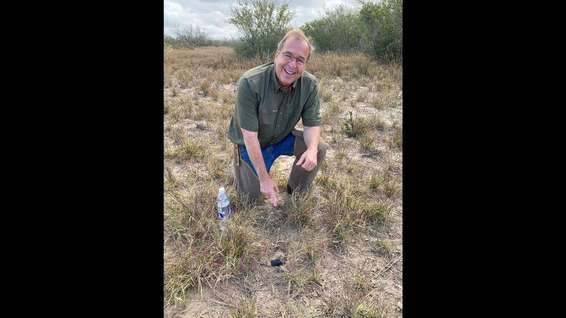 Phil Mani at the site near El Sauz, Texas. Phil Mani.