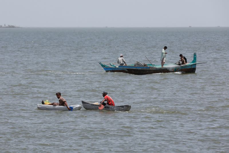 Ban imposed on coastal activities following the cyclonic storm, Biparjoy, over the Arabian Sea, at the Ibrahim Hyderi fishing village on the outskirts of Karachi