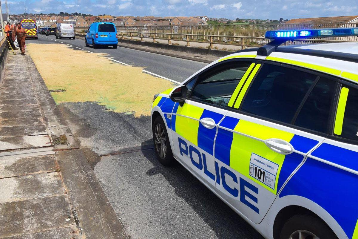 Dorset Police have responded to reports of an oil spill on Portland Beach Road <i>(Image: Dorset Police)</i>