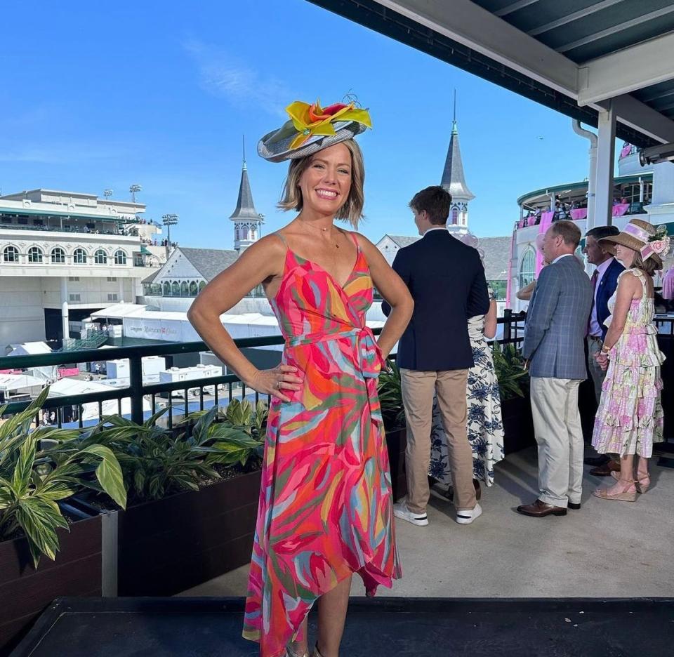 Dylan Dreyer at Churchill Downs.  Dreyer has covered the Kentucky Oaks and Kentucky Derby for NBC for more than a decade.