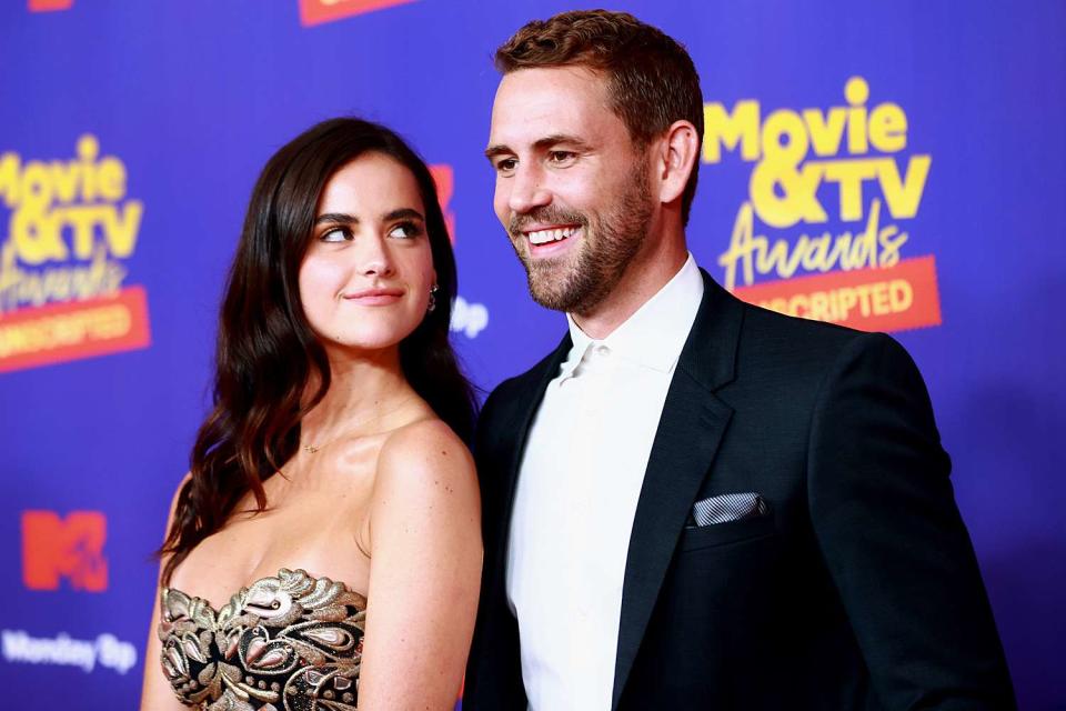 Natalie Joy and Nick Viall attend the 2021 MTV Movie &amp; TV Awards: UNSCRIPTED