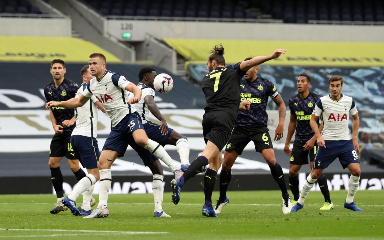 The ball hits the arm of Eric Dier of Tottenham Hotspur leading to a penalty during the Premier League match between Tottenham Hotspur and Newcastle United at Tottenham Hotspur Stadium on September 27, 2020 in London, England.  - GETTY IMAGES