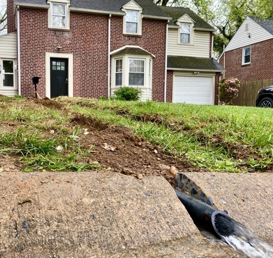 An estimated 40,000 gallons of water is pumped out of this single house every day. Water utilities deny being responsible for the water that regularly floods homes and yards in this Edgemoor Terrace neighborhood. April 17, 2024
