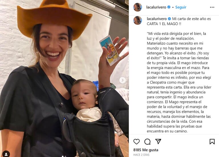 Calu Rivero mostró la carta del tarot que le tocó para este año