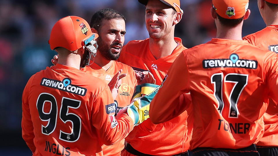 Fawad Ahmed, pictured here in action for the Perth Scorchers in the Big Bash League.
