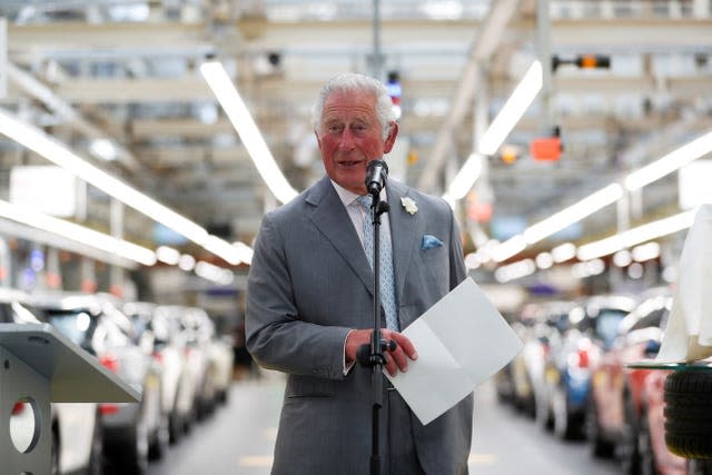 The Prince of Wales speaks during a visit to the Mini plant in Oxford (Peter Nicholls/PA)