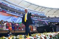 US President Donald Trump leaves after attending 'Namaste Trump' rally at Sardar Patel Stadium in Motera, on the outskirts of Ahmedabad, on February 24, 2020. (Photo by Mandel NGAN / AFP) (Photo by MANDEL NGAN/AFP via Getty Images)