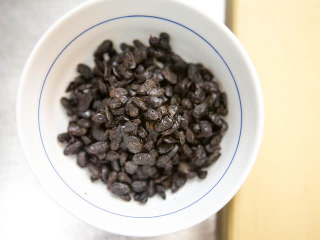 <p>Serious Eats / Vicky Wasik</p> Fermented black soy beans.