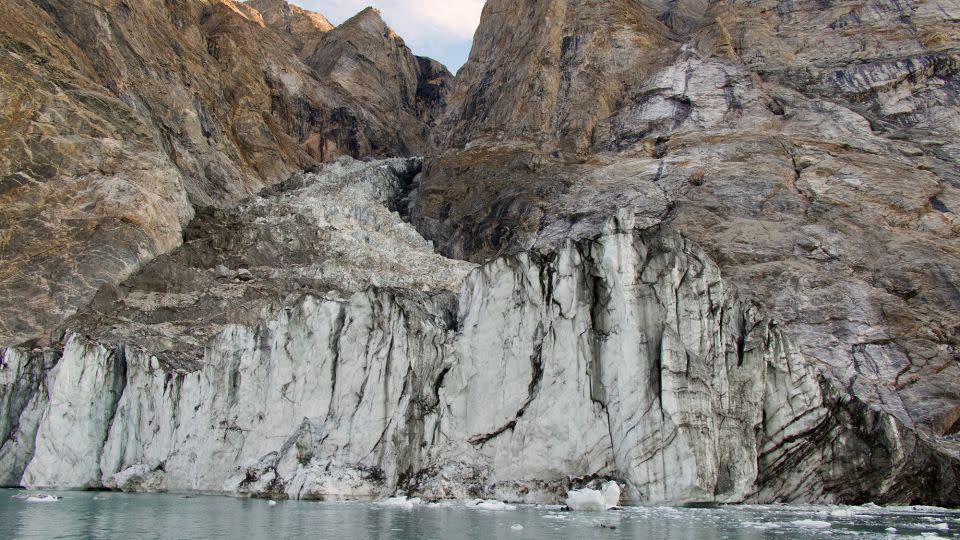 The mountain in Dickson Fjord, eastern Greenland, in August 12, 2023 before the landslide. - Søren Rysgaard