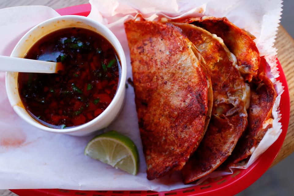 Quesabirrias at Athens' newest restaurant Poquitos located in the former Go Bar on Prince Avenue.