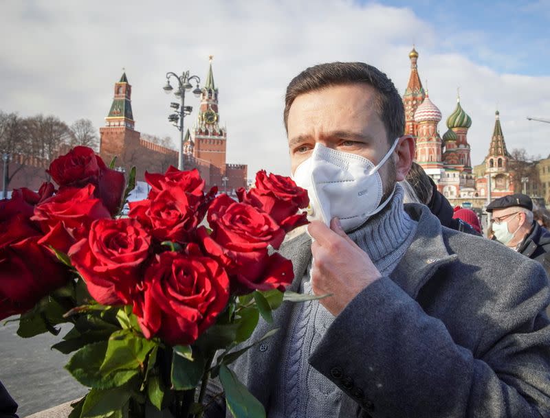 The 6th anniversary of the assassination of Russian opposition politician Boris Nemtsov in Moscow