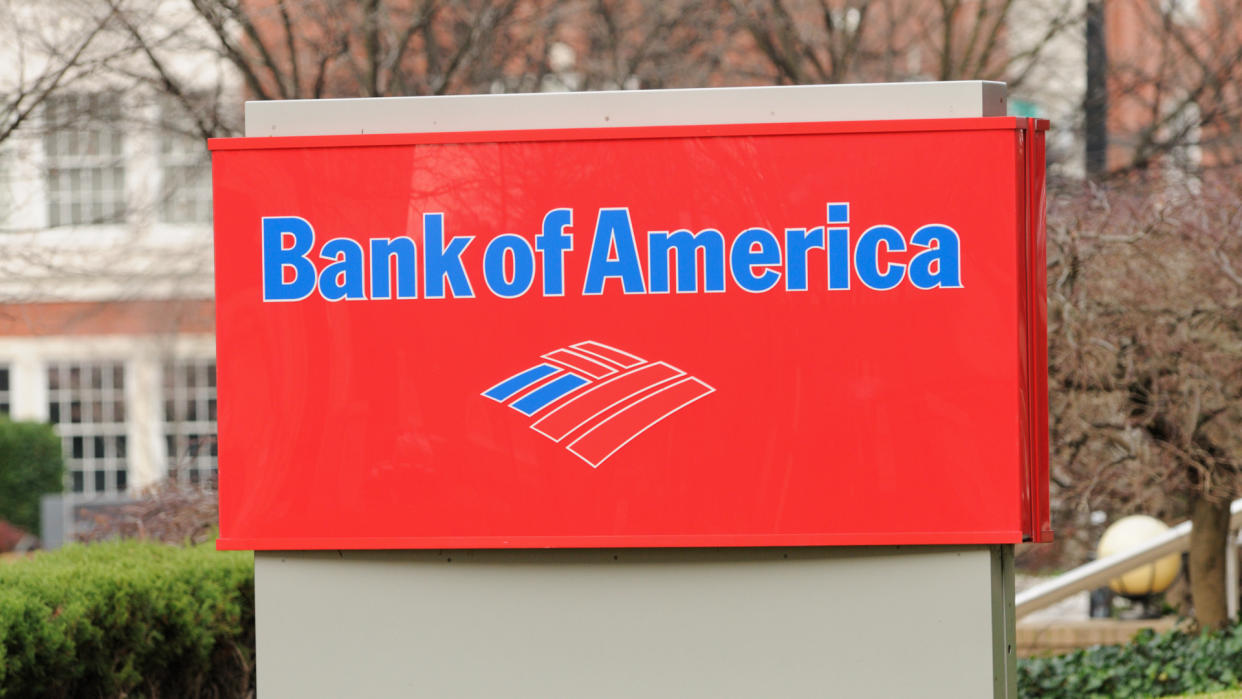 Knoxville, TN, USA - December 24, 2011:  Close up of Bank of America sign, horizontal.
