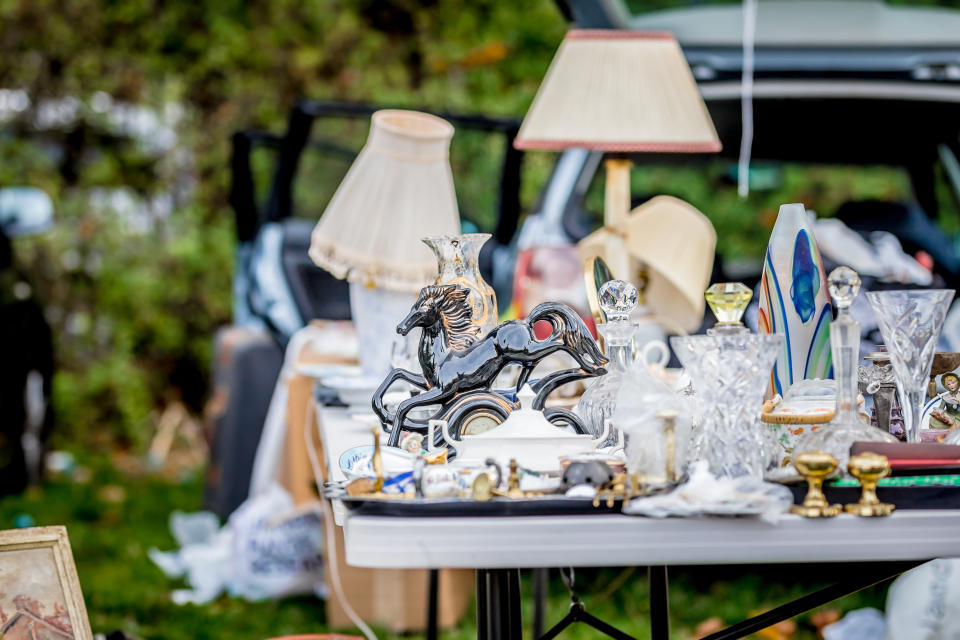 Dishes on car-boot sale in London