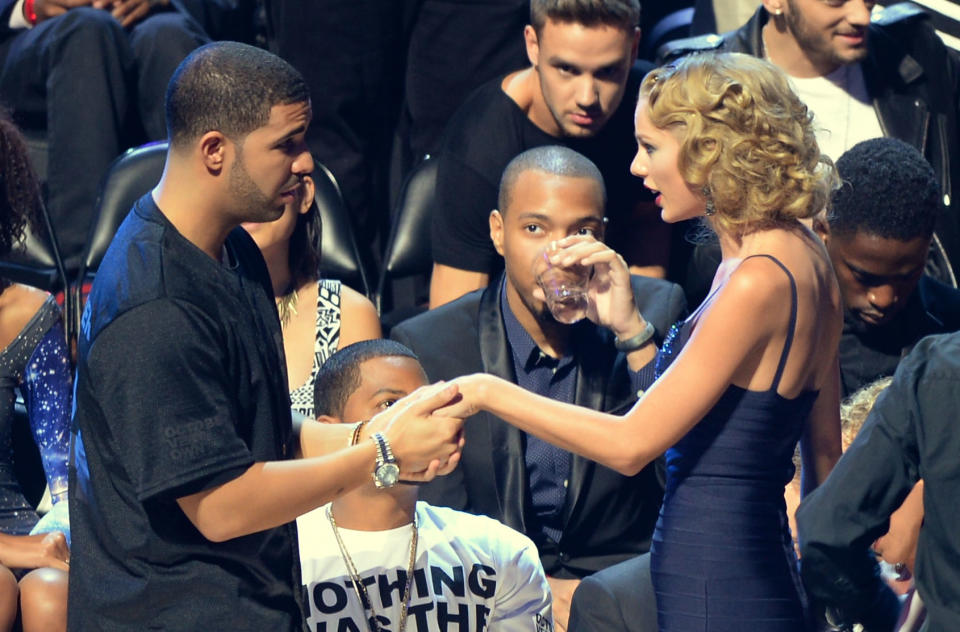 Drake and Taylor Swift attend the 2013 MTV Video Music Awards at the Barclays Center on August 25, 2013 in New York City. | Andrew H. Walker—WireImage