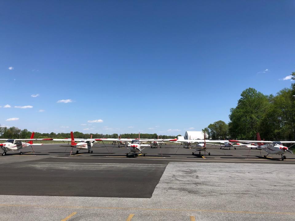 The Delaware Airpark hosts Delaware State University's aviation program flight operations, about a 10-minute drive from the main campus in Dover, pictured here on April 18, 2023. DSU currently maintains a fleet of 26 university-owned planes and several flight simulators.