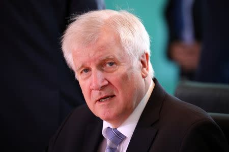 German Interior Minister Horst Seehofer before the weekly cabinet meeting at the Chancellery in Berlin, Germany, June 27, 2018. REUTERS/Hannibal Hanschke
