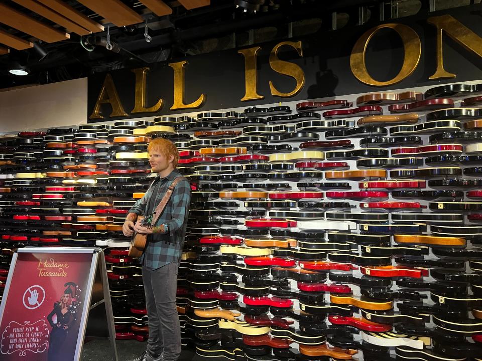 the guitar wall at the hard rock cafe