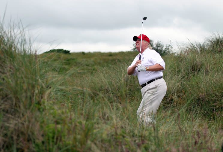 Donald Trump plays a round of golf at his Scotland golf course just after it opened in 2012. (Photo: Ian MacNicol/Getty Images)