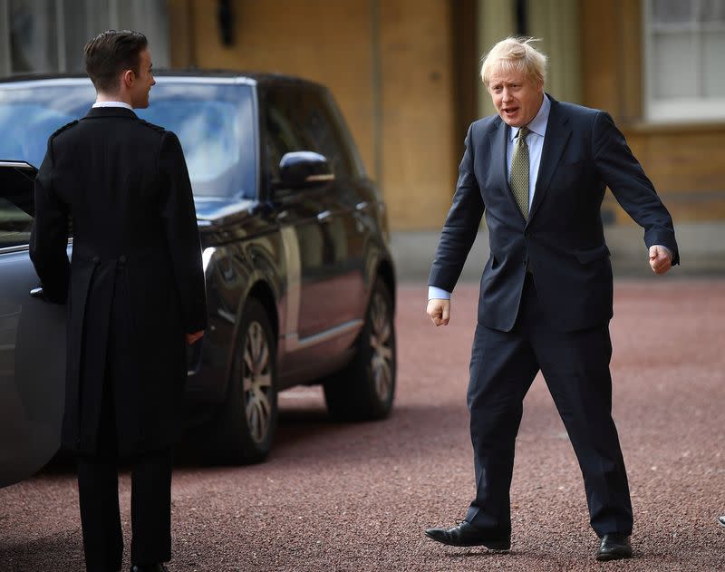 Britain's PM Johnson leaves London's Buckingham Palace