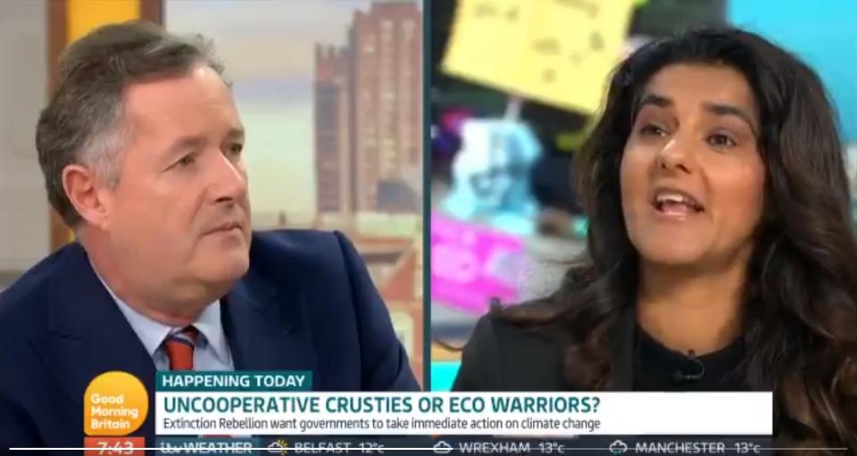 Piers Morgan labelled Skeena Rathor a hypocrit (Credit: Good Morning Britain/ITV)