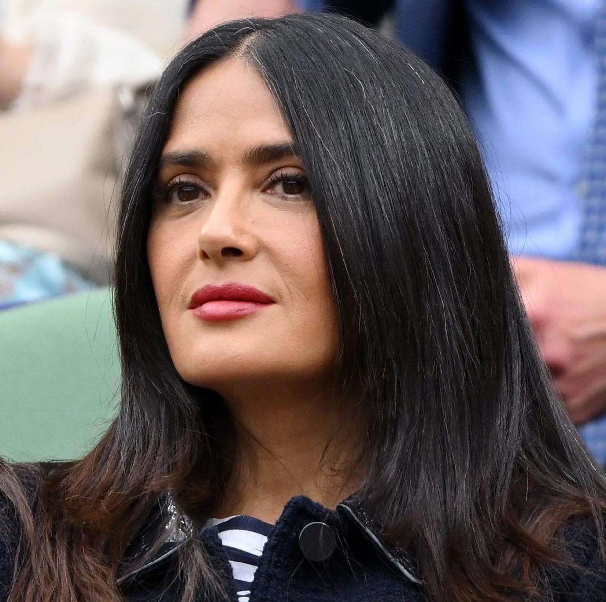 Salma Hayek attends day seven of Wimbledon