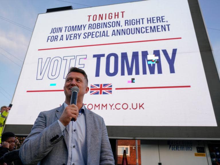 Tommy Robinson 'warned he could be breaking electoral law' at European elections campaign launch