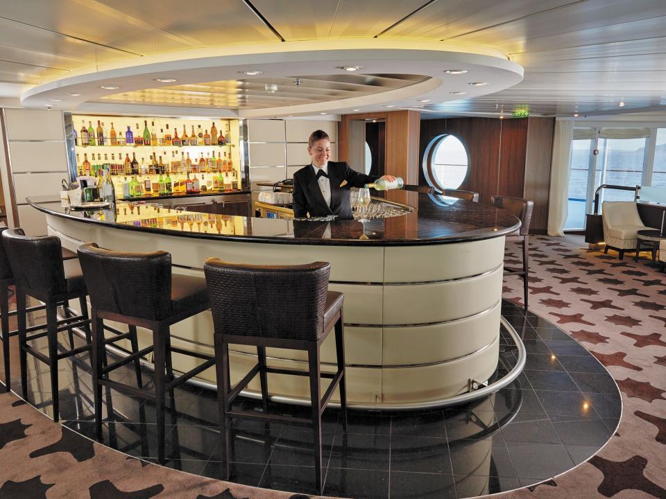 The observation lounge on the Seven Seas Mariner