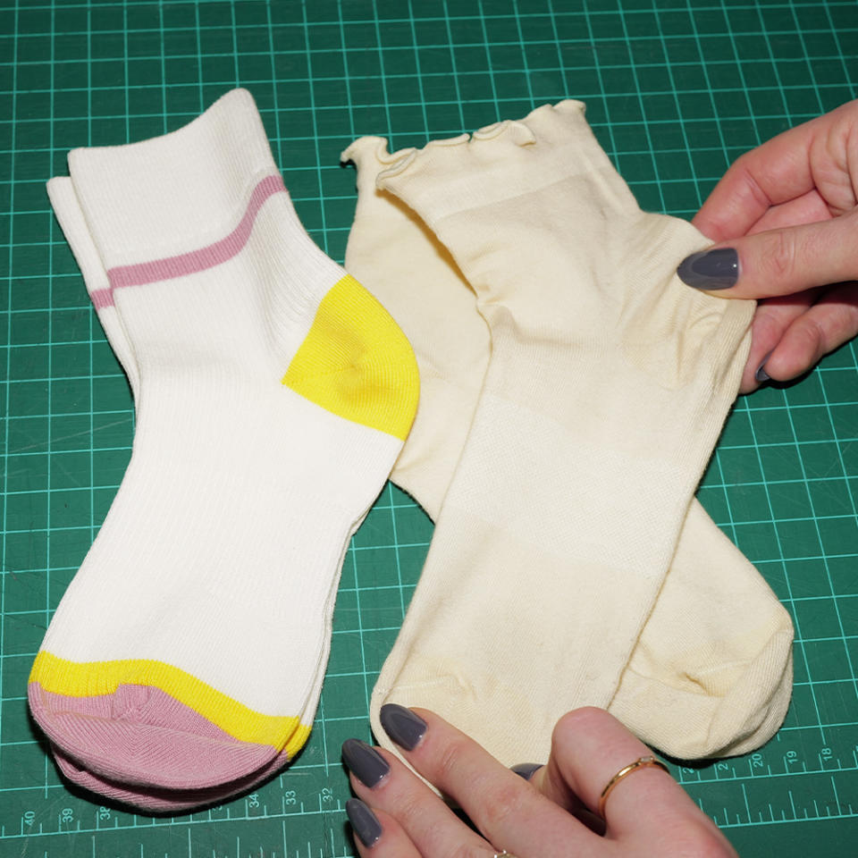 editors test the stretch and durability of two pairs of Bombas socks 