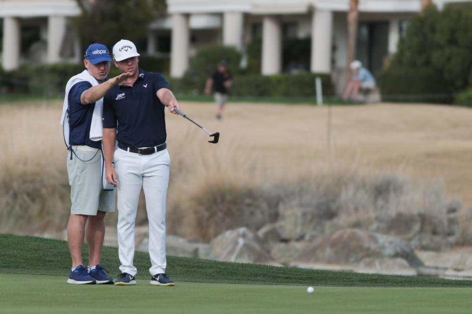 Talor Gooch prepares for a putt at the 2019 Desert Classic, Sunday, January 20, 2019.